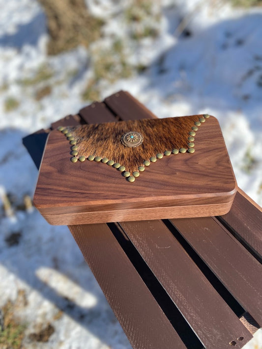 Walnut Brindle Cowhide Jewelry Box - Large